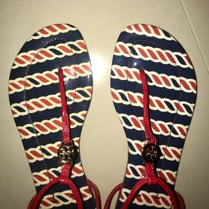 Tory Burch T-Strap Red Quilted Sandals